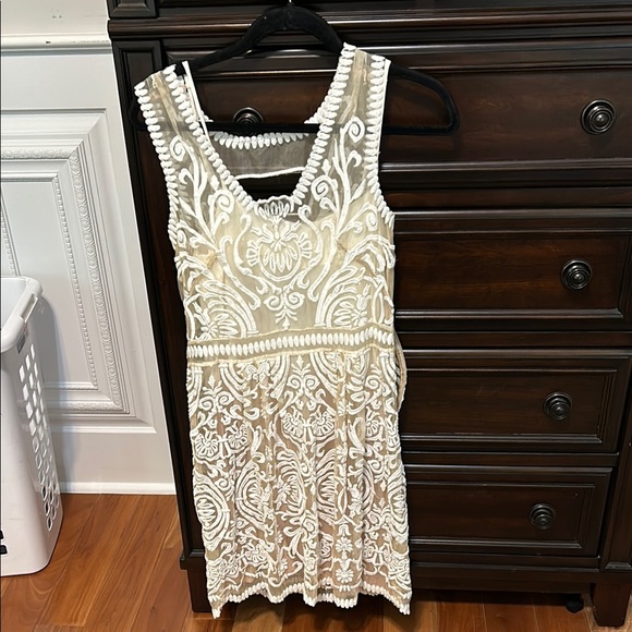 Elegant Cream Lace Dress - Picture 3 of 10